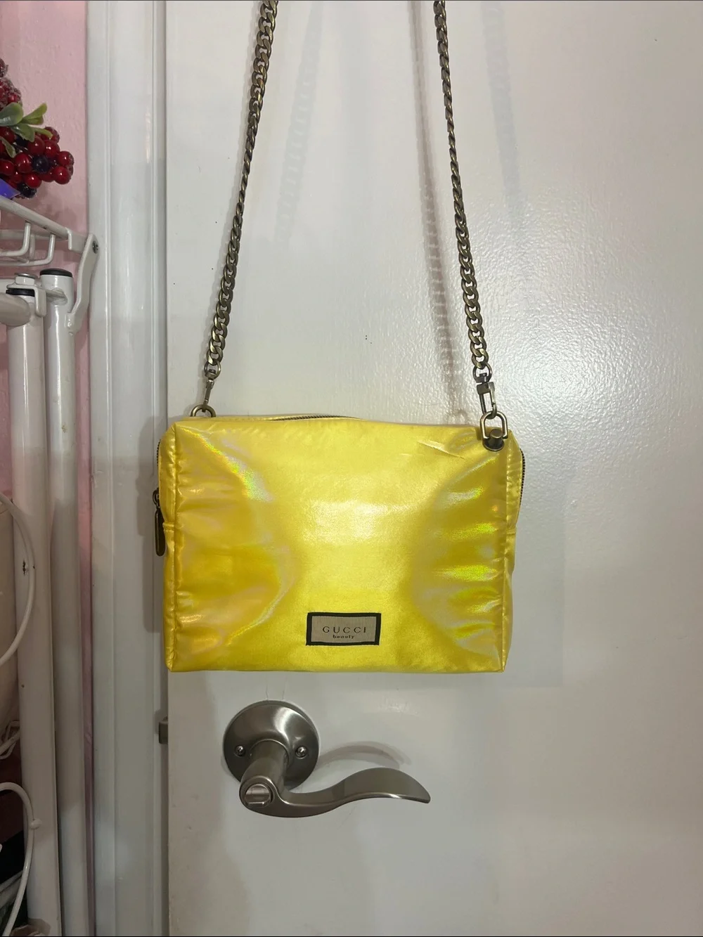 Gucci Yellow Pouch with 47 inch chain/Hardware